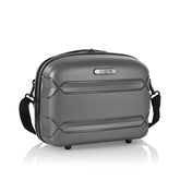 Heys Milos Beauty Case Hardside Lightweight and Crafted with Durable Duraflex, Textured Shell and Metallic Colors, Trolly Sleeve, Adjustable Shoulder Strap, Organize Makeup or Toiletries, Navy ( Grey , Beauty Case ) Grey Beauty Case U1